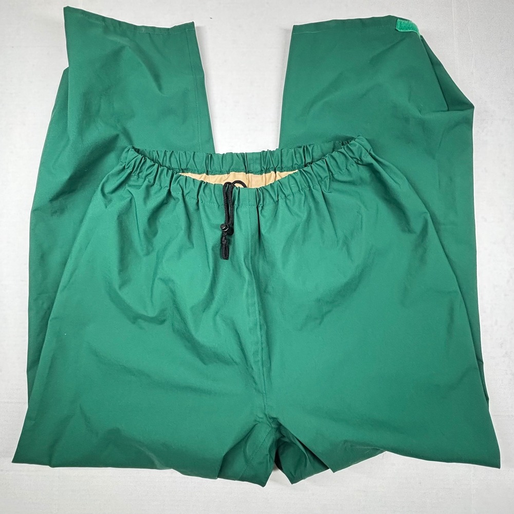 VTG ORVIS Mens Large Kelly Green Gore-Tex Waterproof Rain Pants Lined‎ Ankle EUC